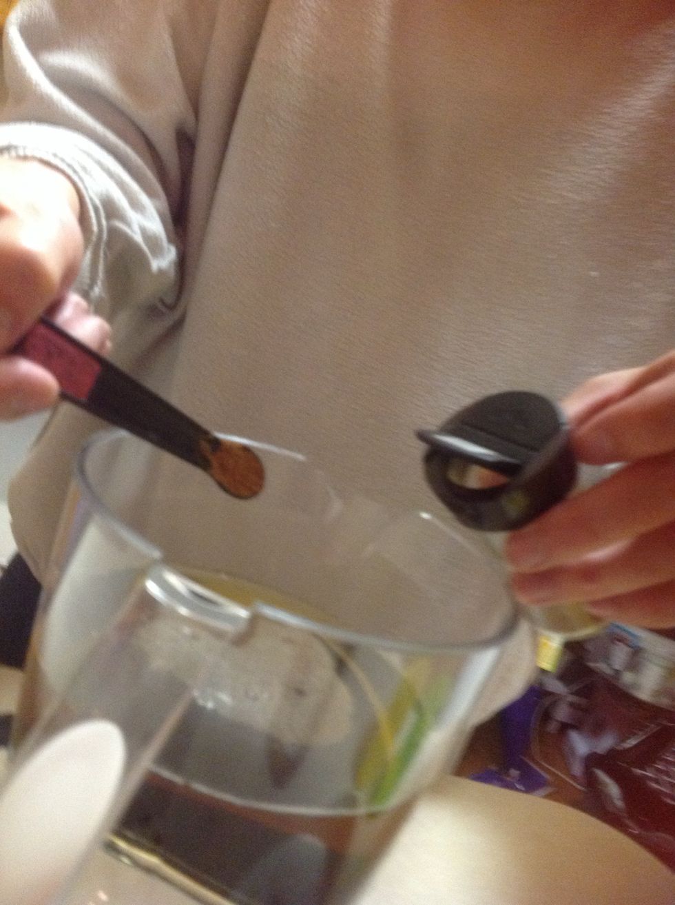 Pour the nutmeg in.