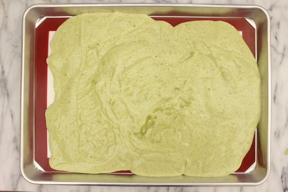 Pour the rest of the cake batter into the pan.