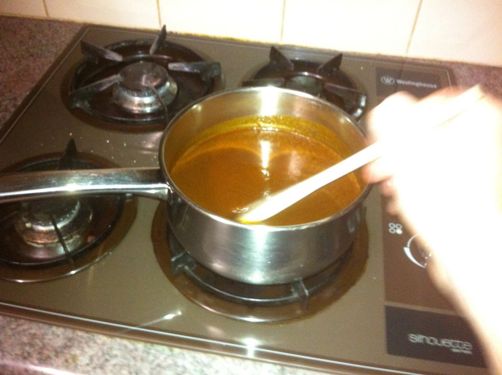 Pour the sauce from the processor into a saucepan and gently bring to a simmer. You can reduce it a bit at this stage if it's too thin. Make sure to stir continuously, don't let it burn or stick