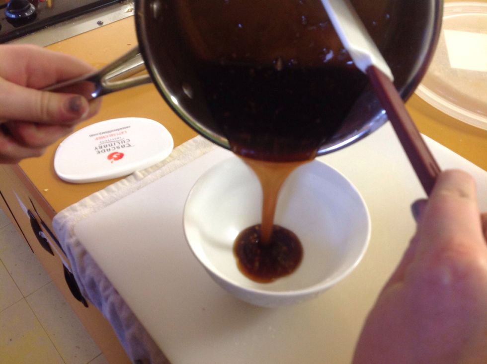 Pour the sauce into a small bowl and let it sit while you clean up. Wrap it once the mixture has cooled.