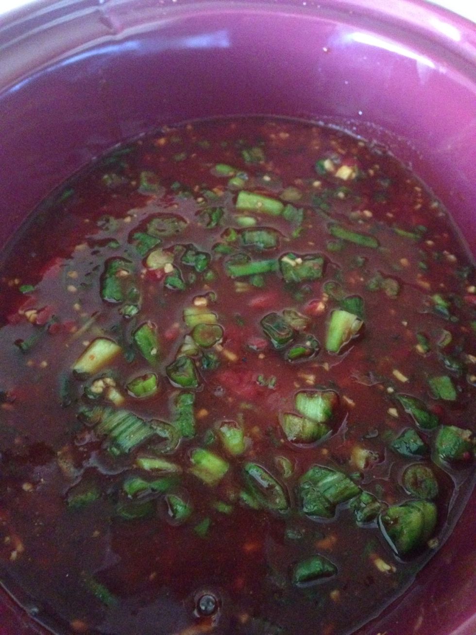 Pour the sauces mixtures over the steak and let it cook for 5-7 hours on low setting.