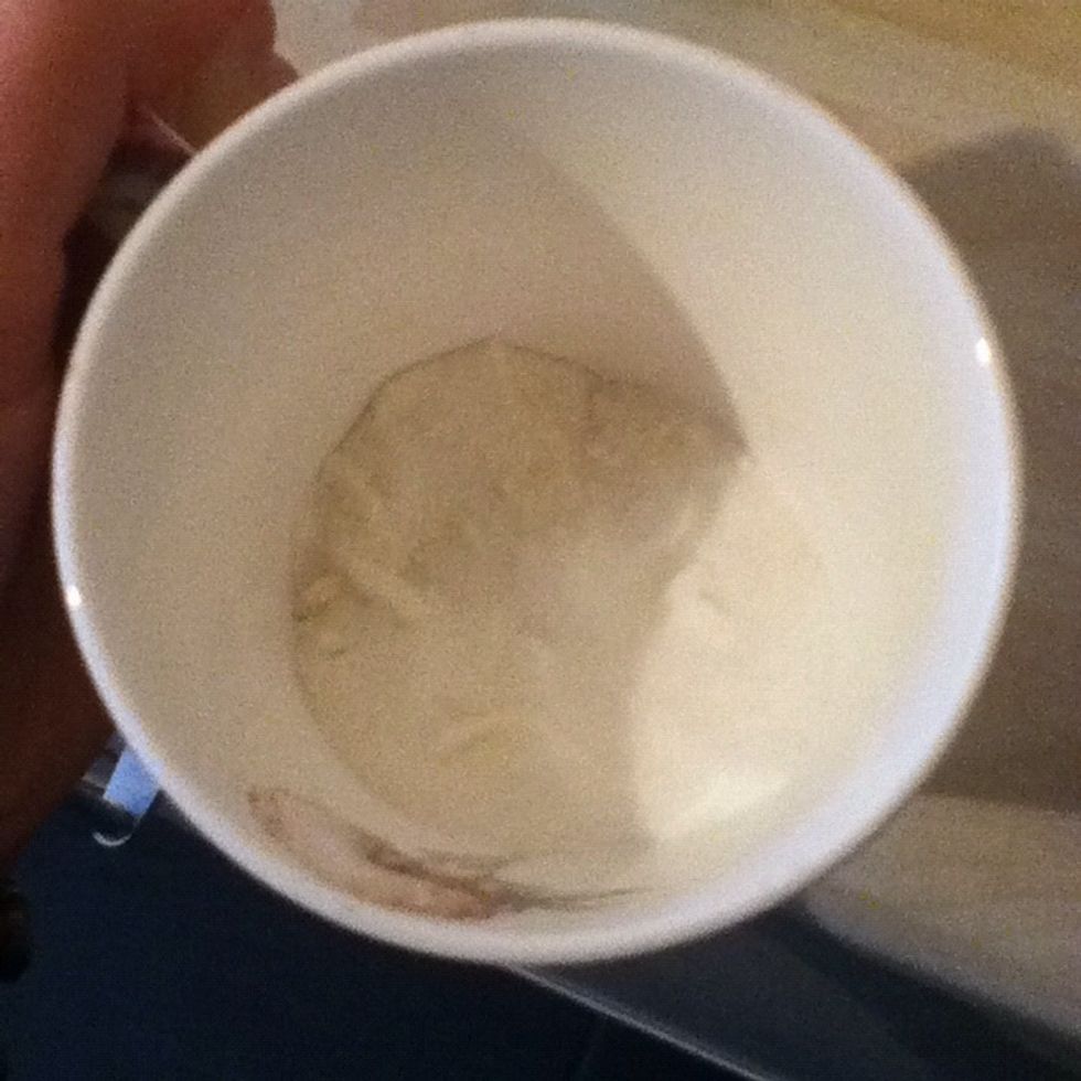 pour the sugar and flour into your mug :)