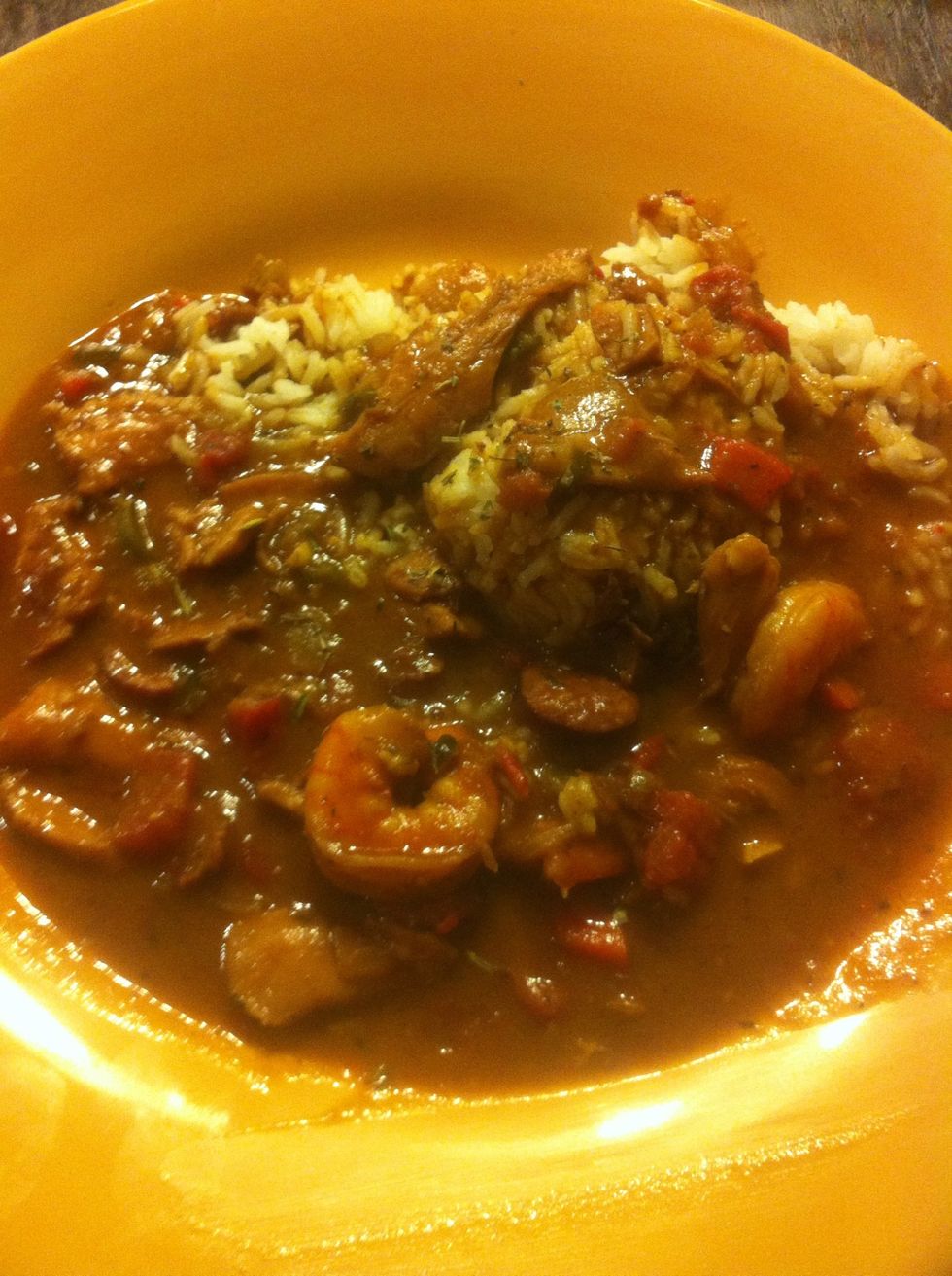 Pour the \u00e9touff\u00e9e over rice and enjoy!