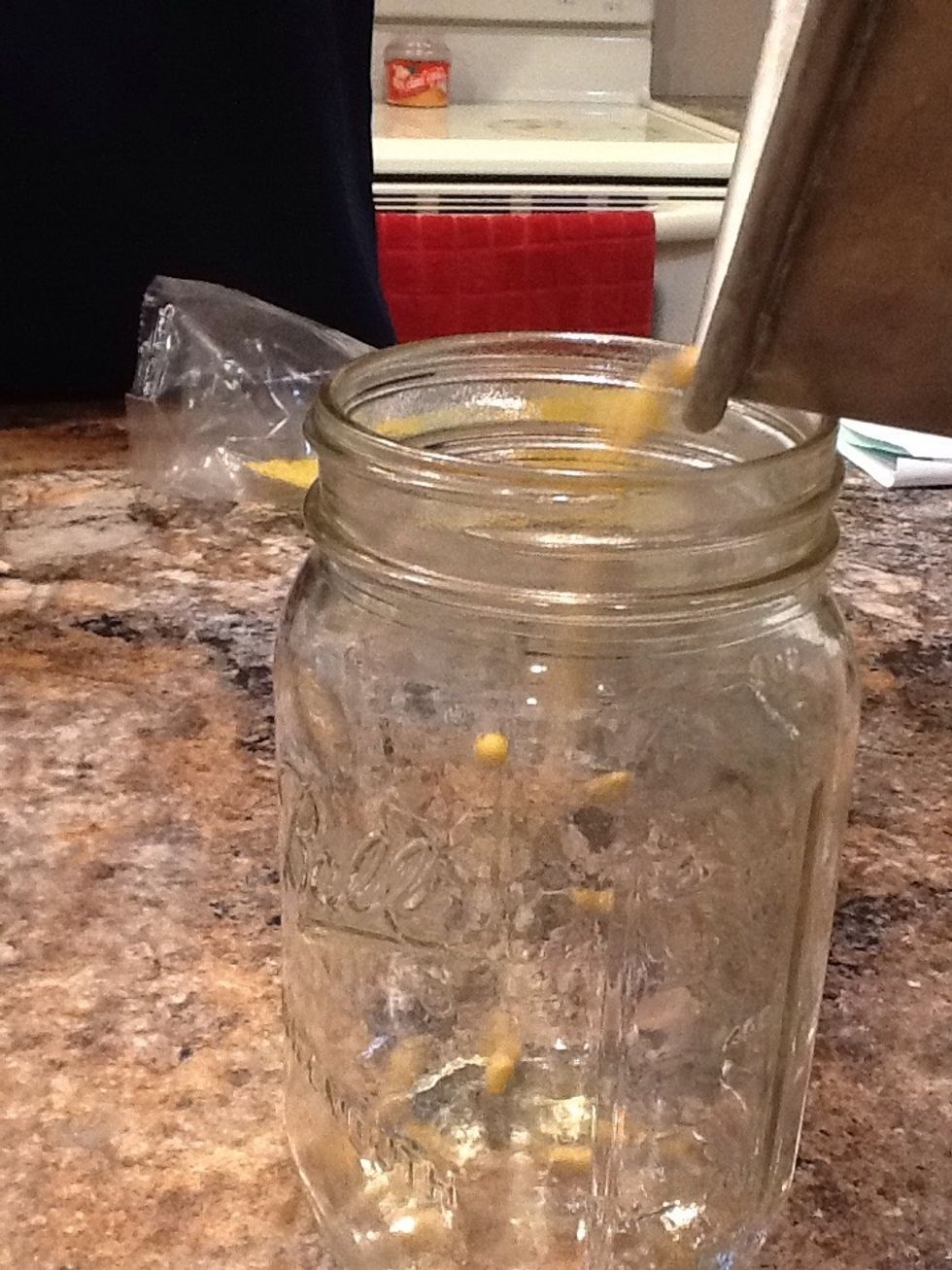 Pour them into the jars until you have two quarts full.