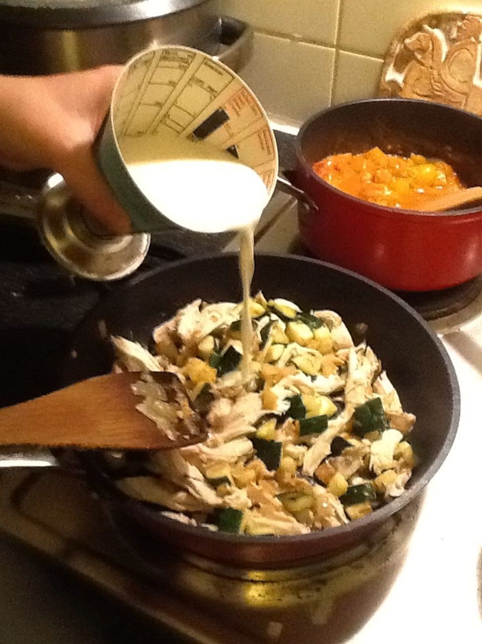 Pour this into the pan and keep stirring....