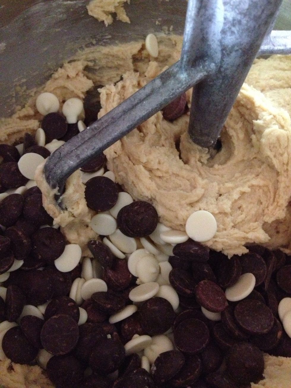 Pour those tasty chocolate morsels into your dough...