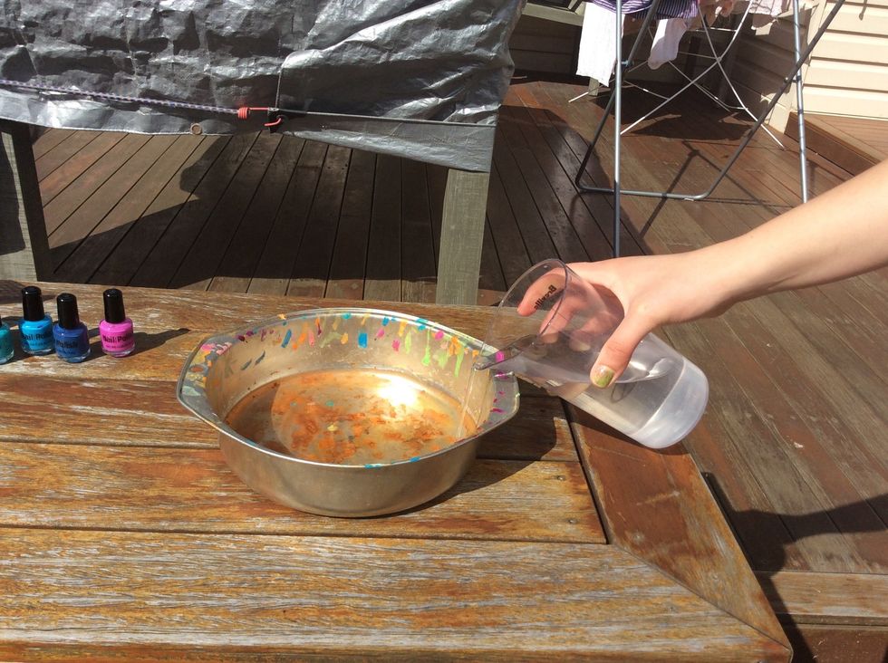 Pour water into a container that you don't mind getting wrecked