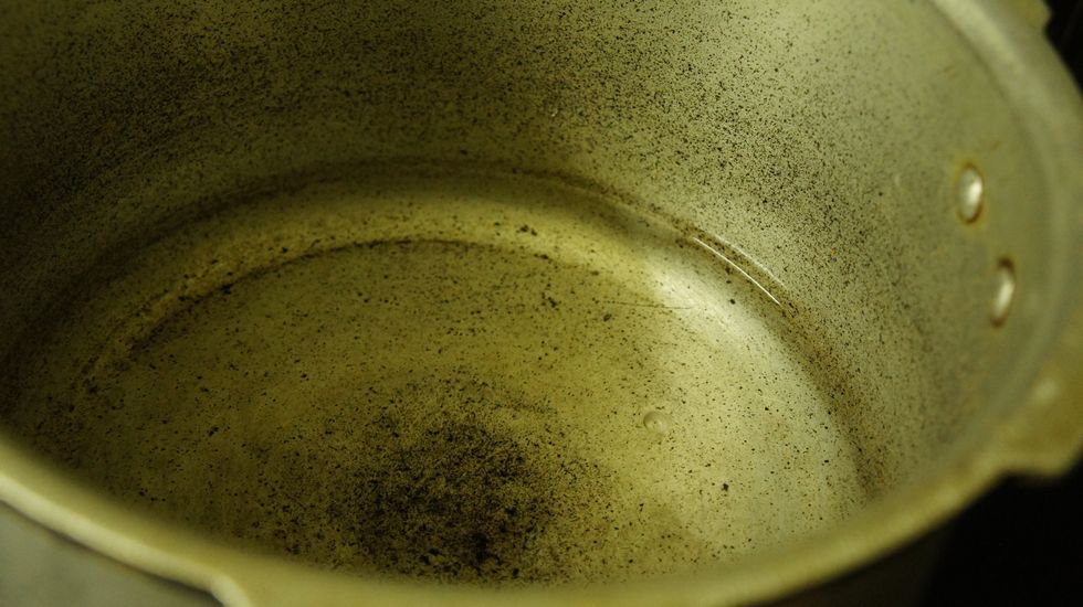 Pour water into cooker up to 1 inch high.