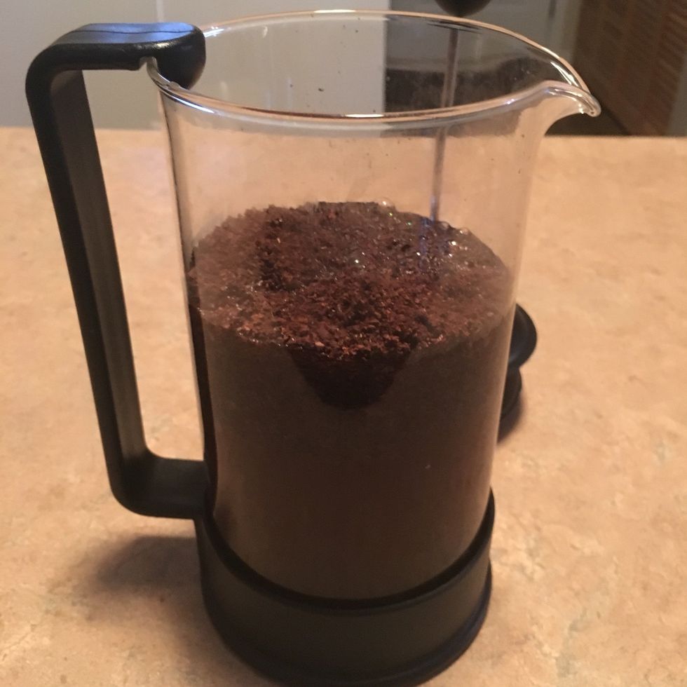 Pour water into French press