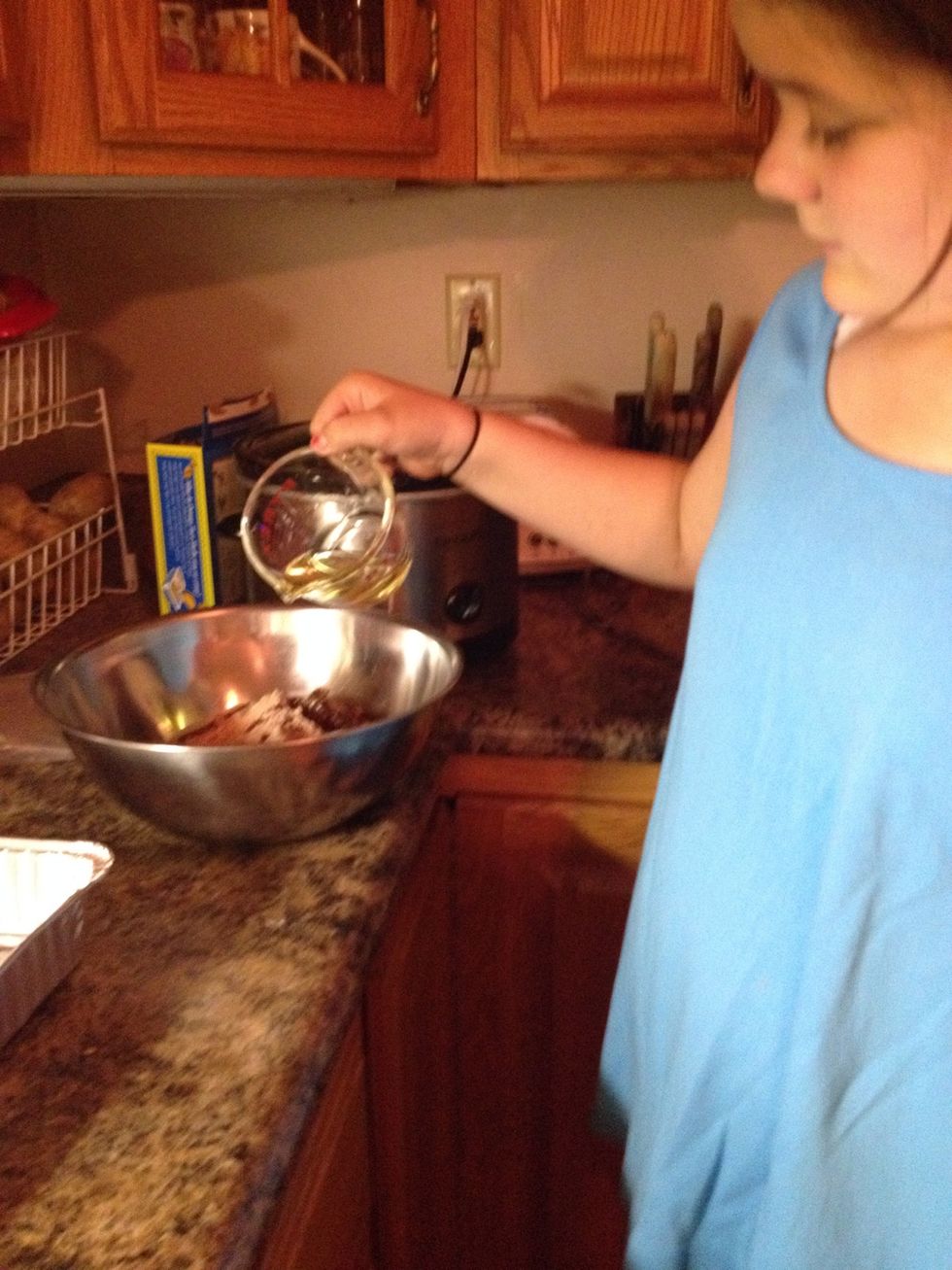 Pour you ingredients into a large bowl.