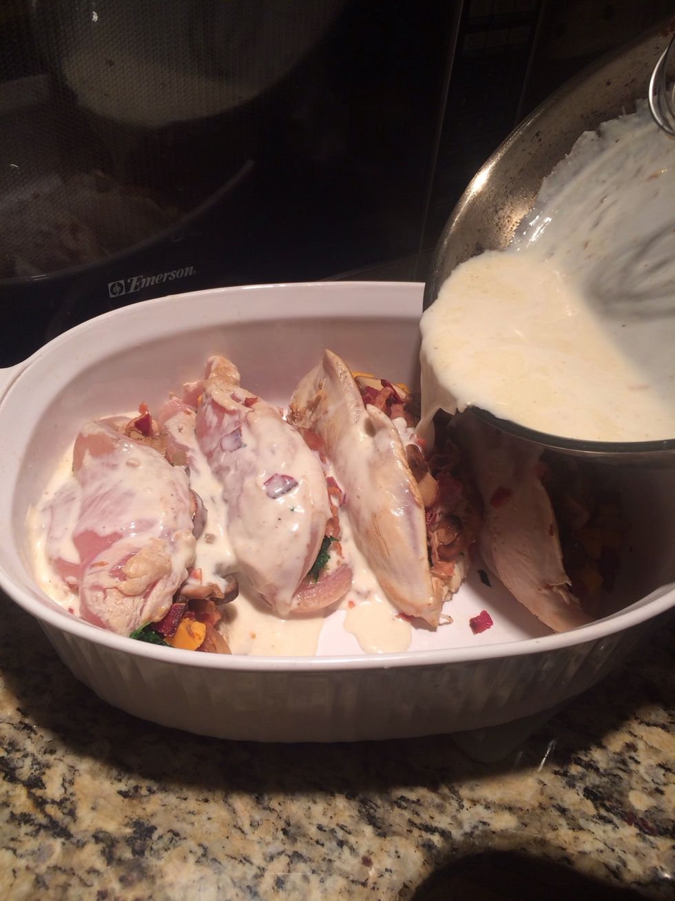 Pour your already made cream sauce