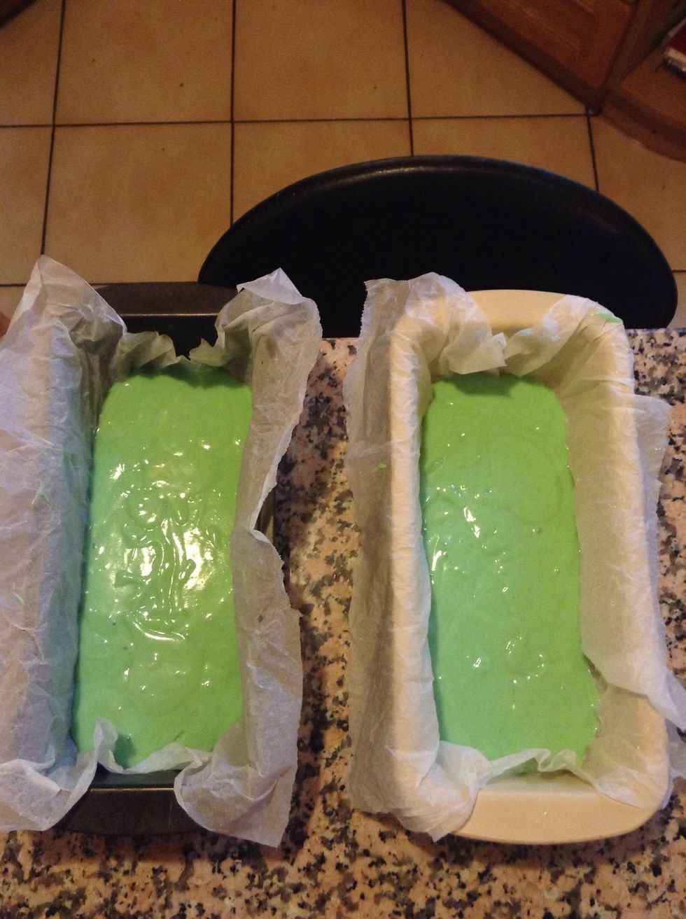 Pour your batter into the tins.