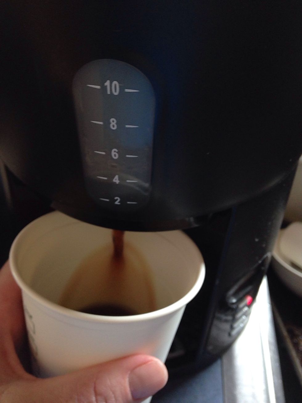 Pour your coffee, leaving enough room for the milk.