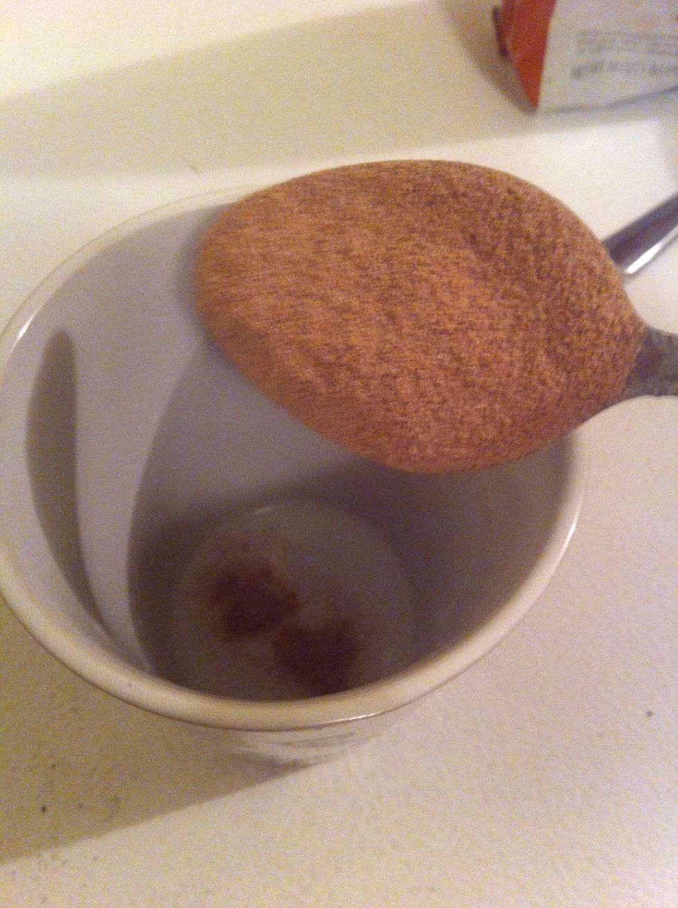 Pour your hot chocolate mix in (I recommend Rolo hot chocolate mix, if you have it, for a richer taste. But any mix works and will still taste great!) I used 3 tablespoons.