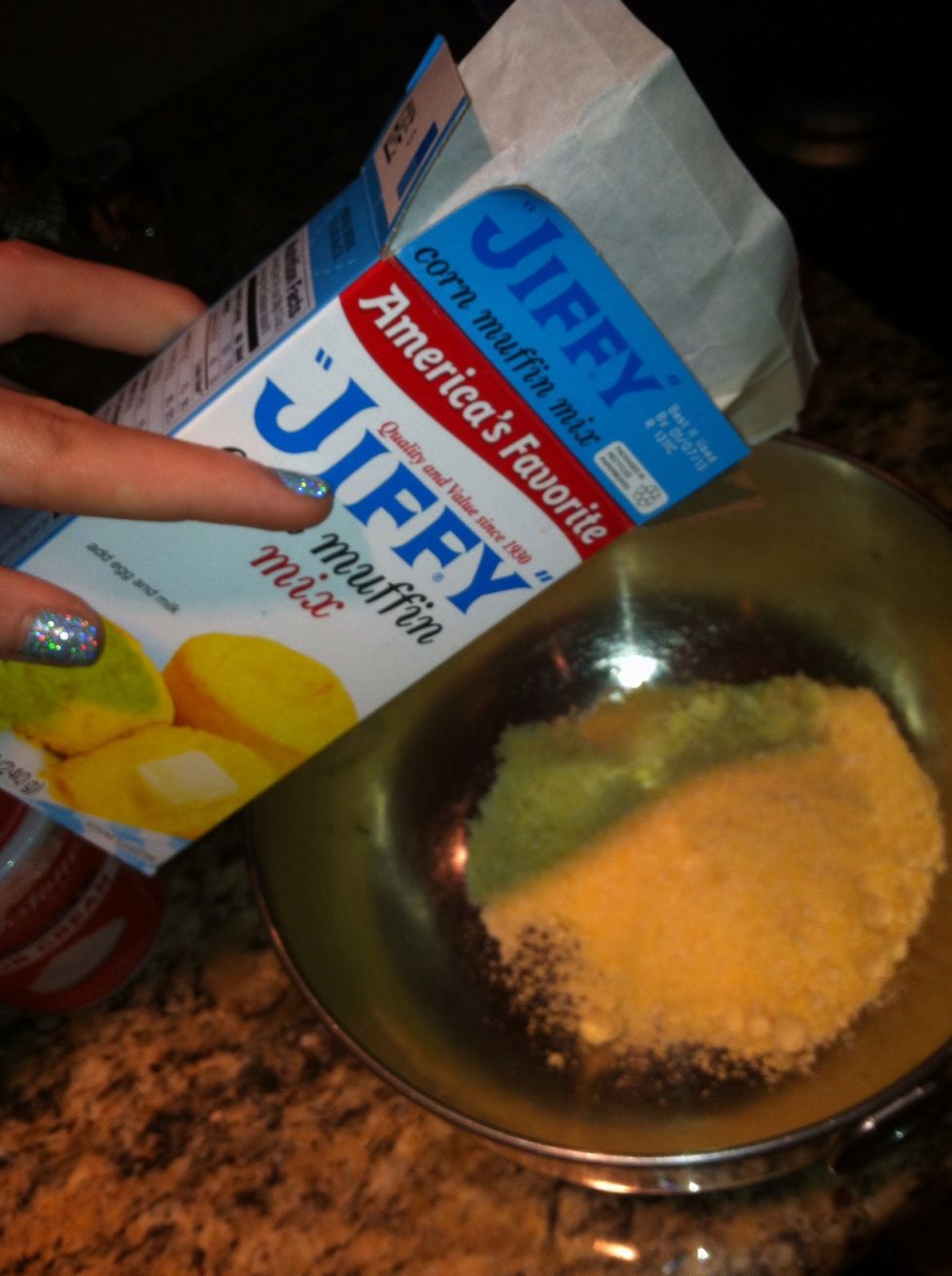 Pour your jiffy mix into a bowl