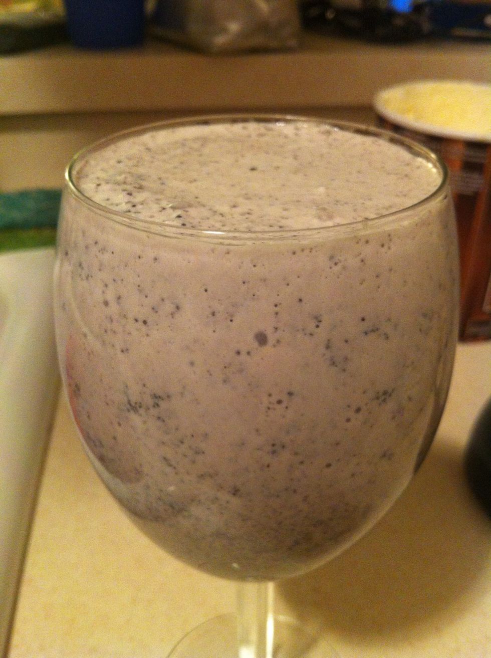 Pour your milkshake into a serving glass and enjoy this delicious drink!