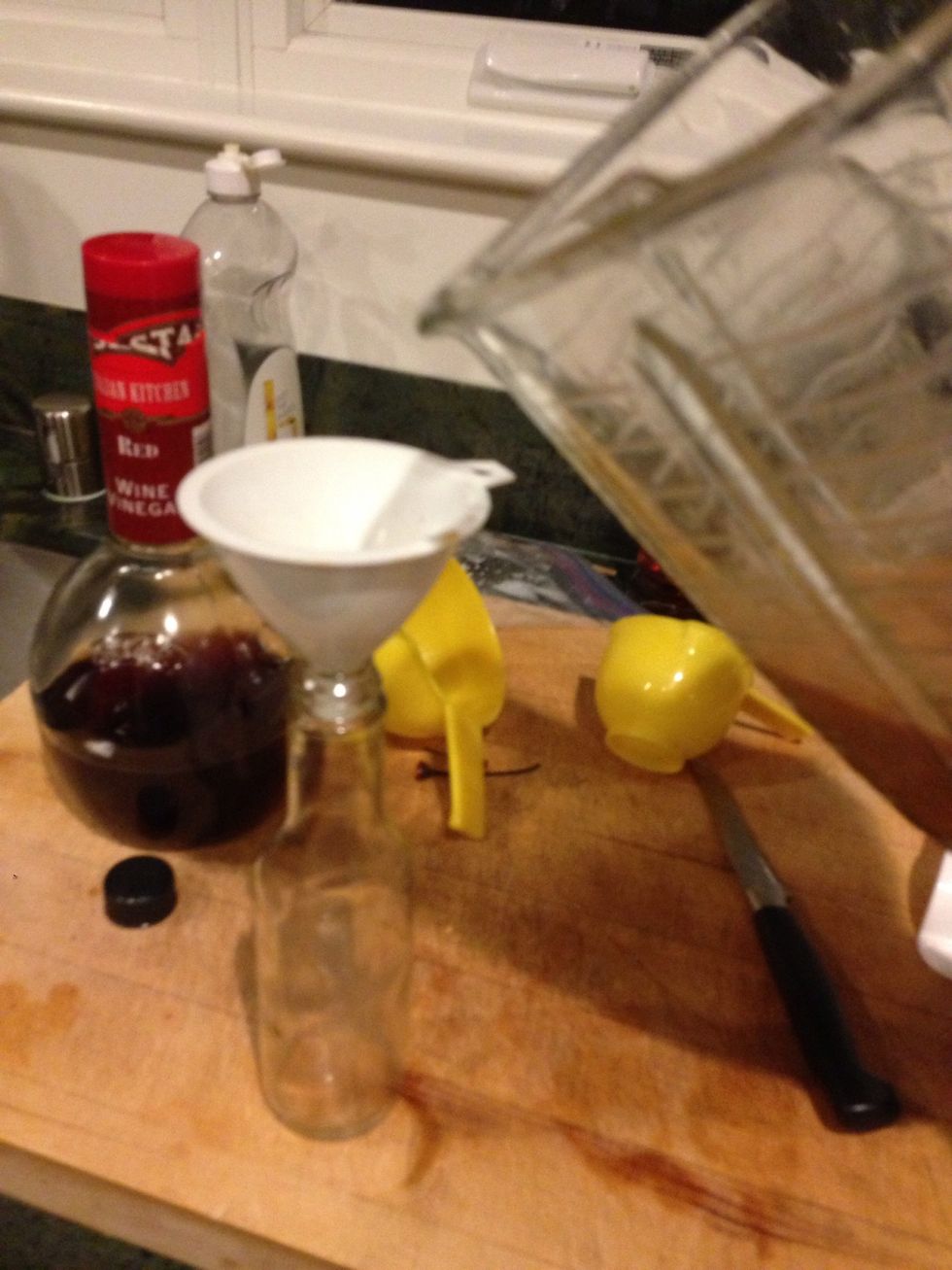 Pour your new hot sauce into a bottle or container to store it.