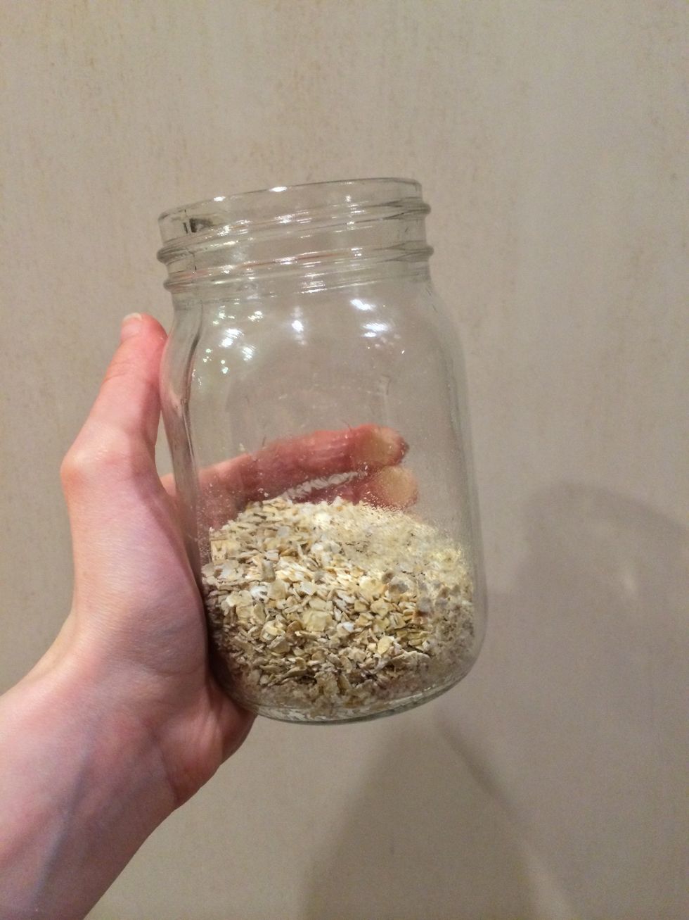Pour your oatmeal into a jar or any air-tight container.