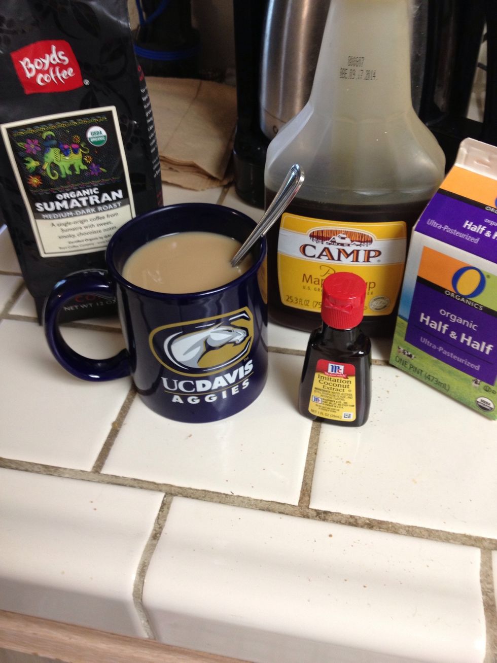 Pour yourself a cup of coffee while you wait ;) today I put a couple drops of maple syrup and a couple drops of coconut extract in too. Almond extract is great in coffee also!