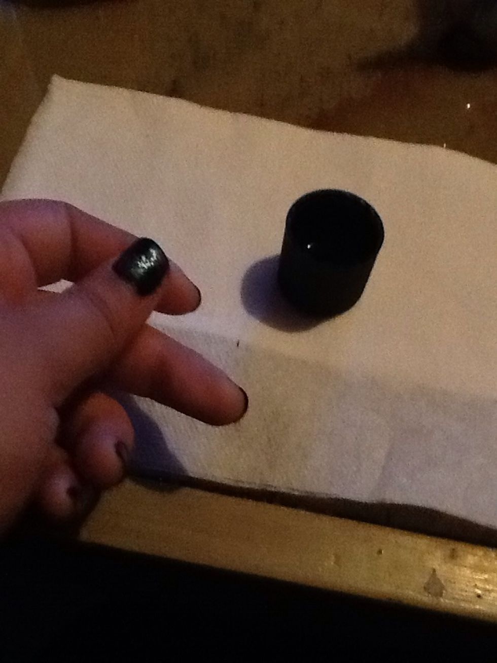 Pouring a little bit of nail polish remover, dip the last q-tip in the remover and carefully clean the sides of your nails to get rid of any extra marks :)