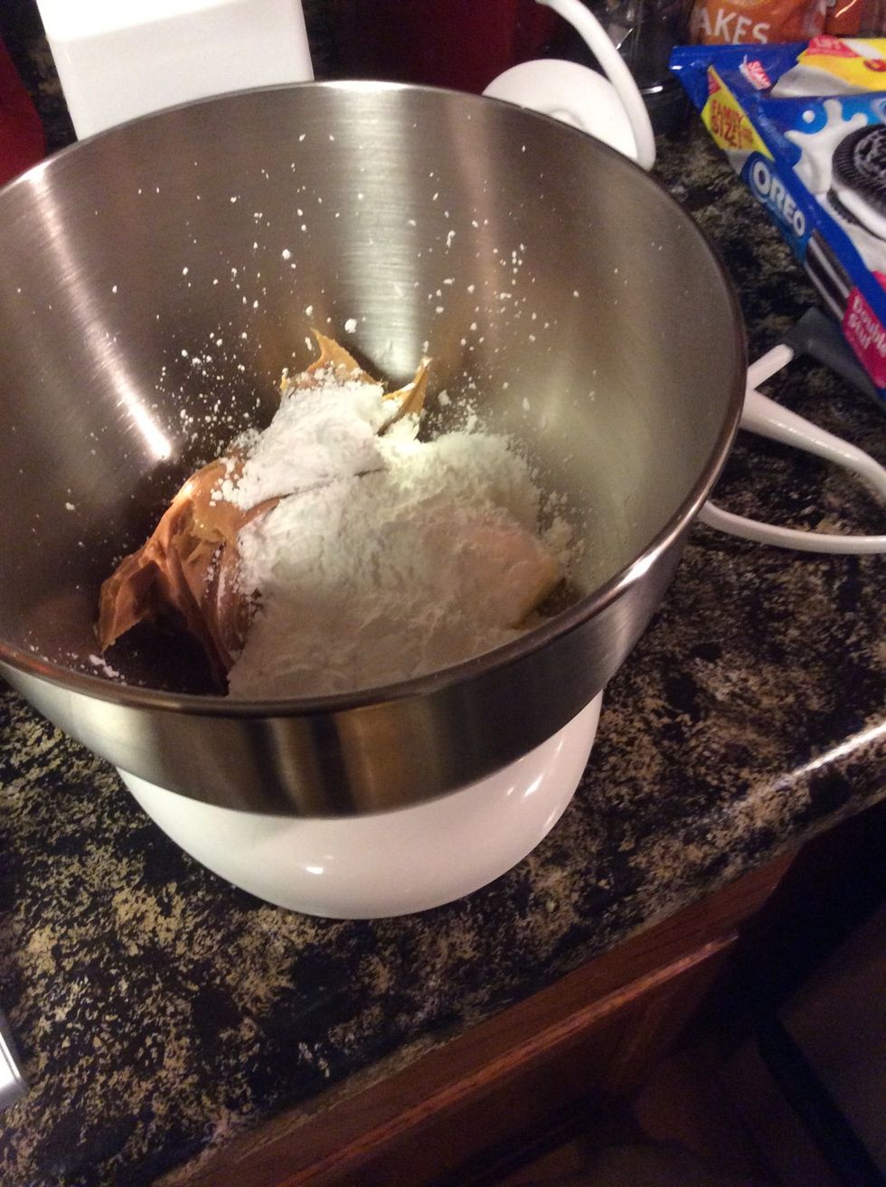 Powder sugar being added to bowl.