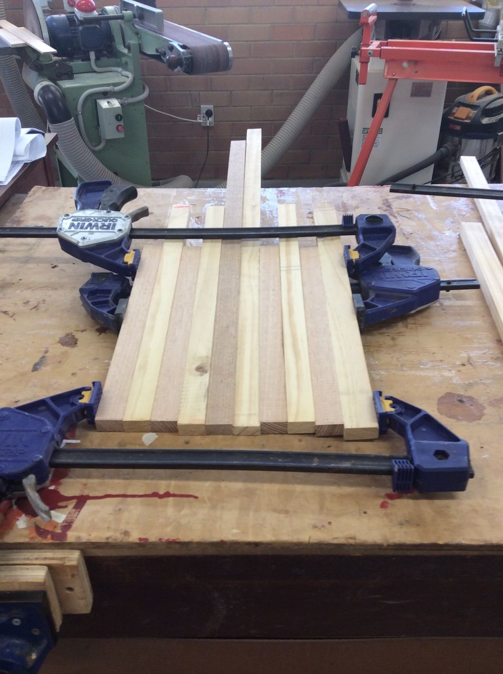Practice claiming your wood together so when you glue it you do this and it doesn't fall apart