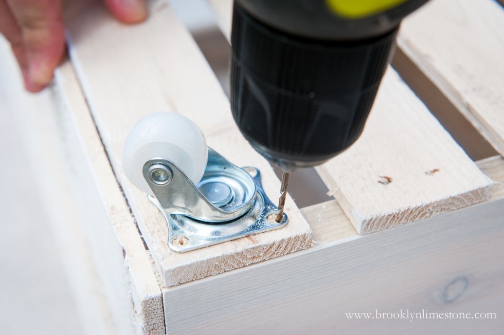 Pre-drill holes for your caster wheels to prevent the wood from splitting.