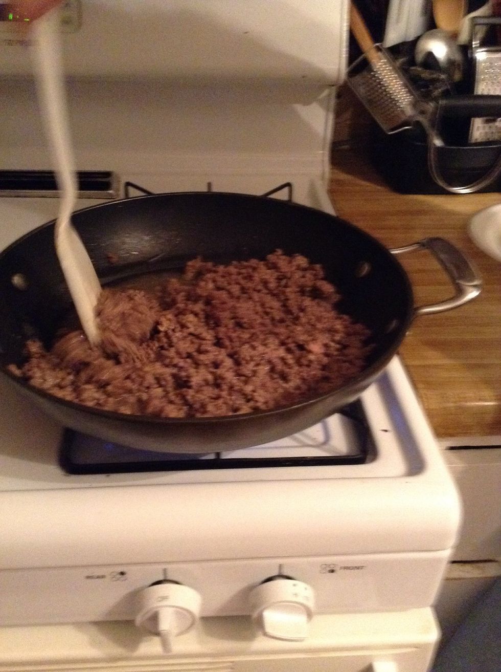 Pre heat oven 350 and brown your beef