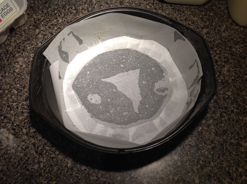 Pre-heat oven to 180\u00b0C / 160\u00b0 fan forced. Grease a 4.5 cm deep, 20 cm round cake pan. Cover the base and sides with baking paper.