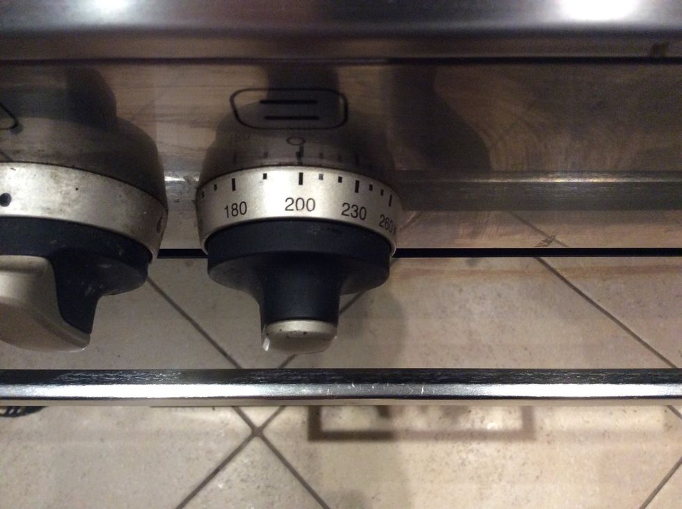 Pre heat oven to 200 degrees Celsius