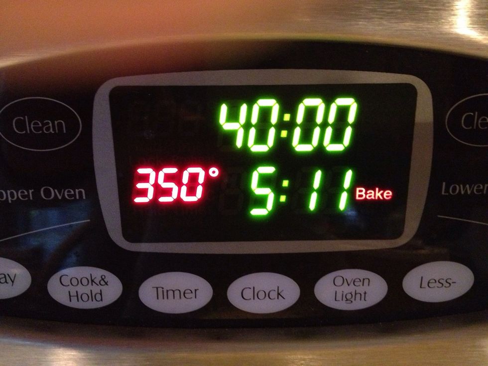 Pre heat oven to 350. Bake squash for 30 to 40 minutes or until soft.