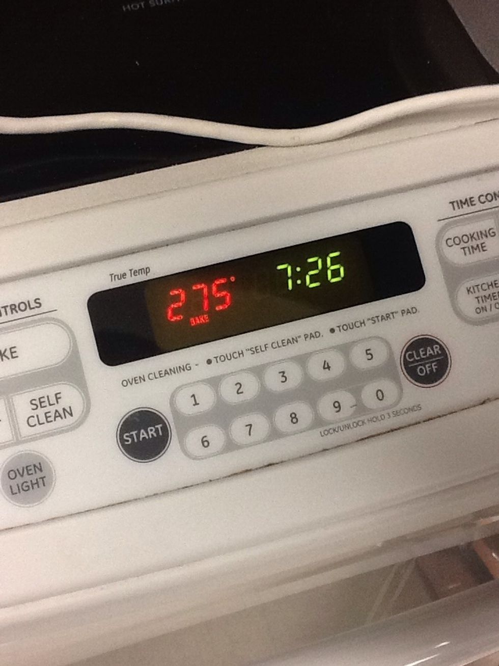 Pre heat the oven to 275