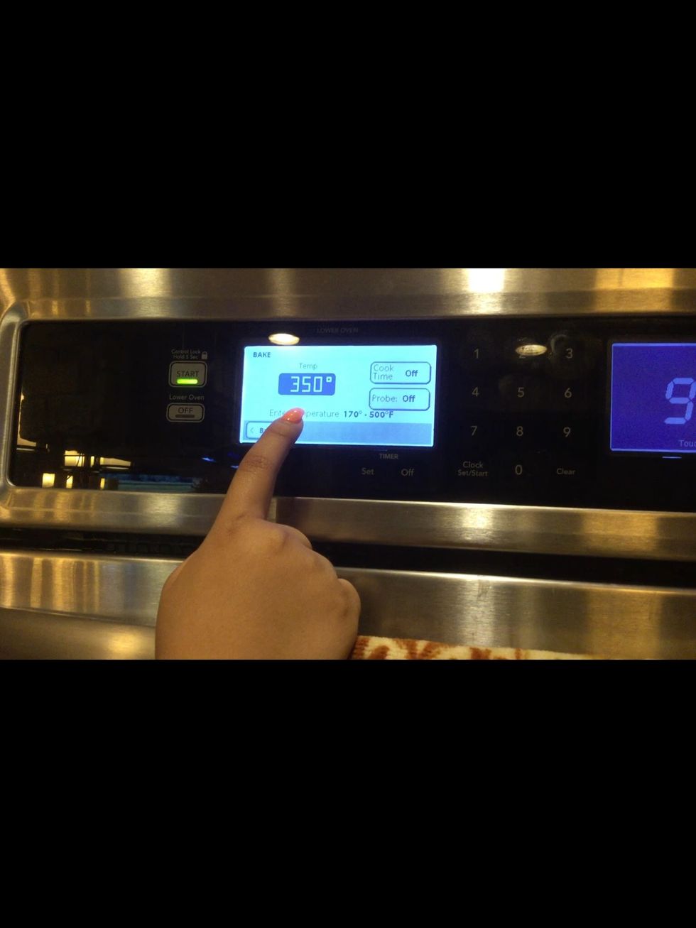 Pre heat the oven to 350 degrees