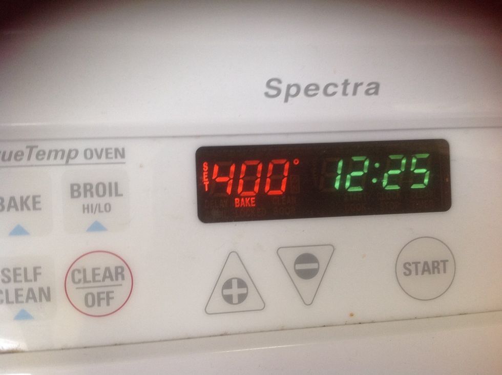 Pre- heat the oven to 400 degrees.