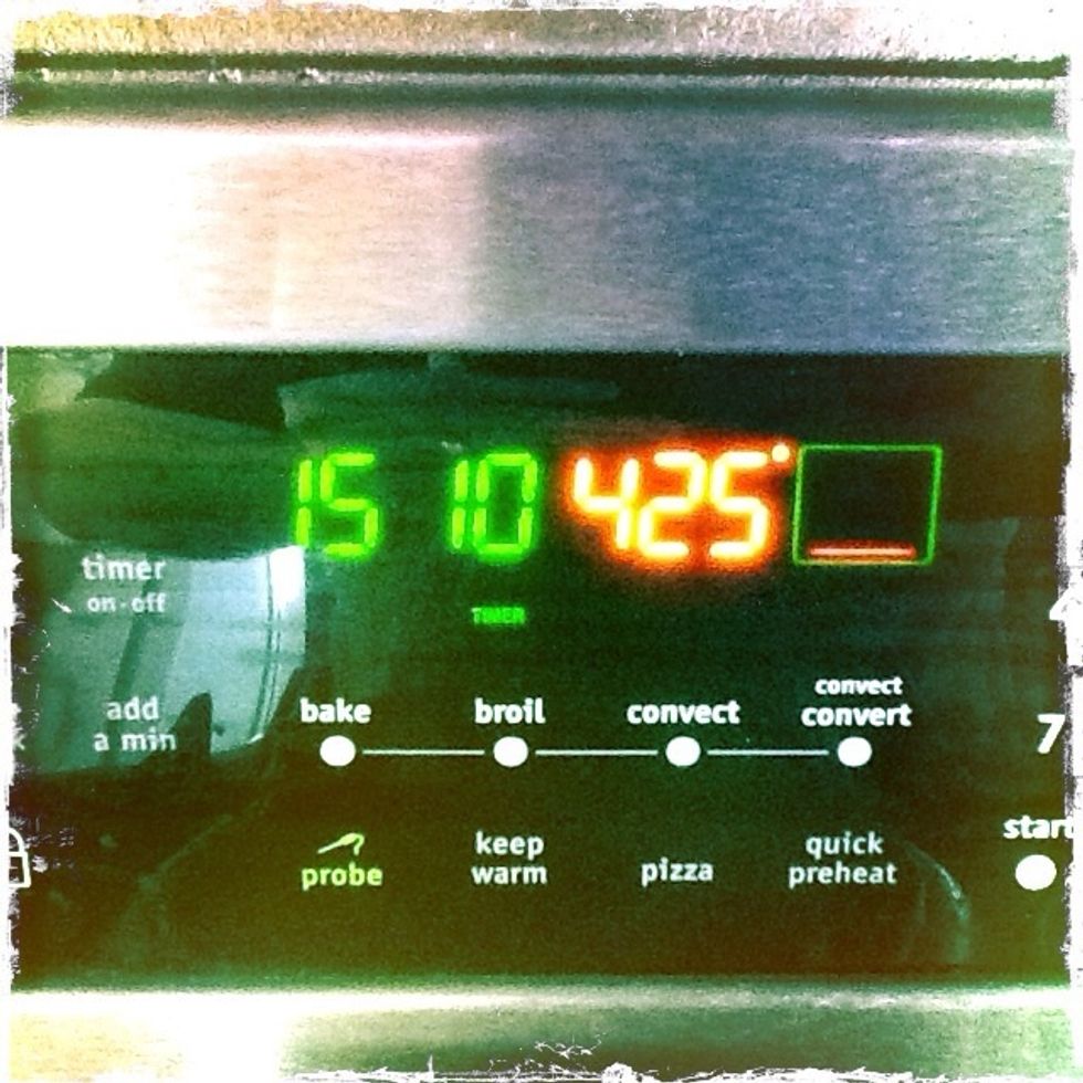 Pre heat the oven to 425 degrees F while the loaves are in the final proof stage.