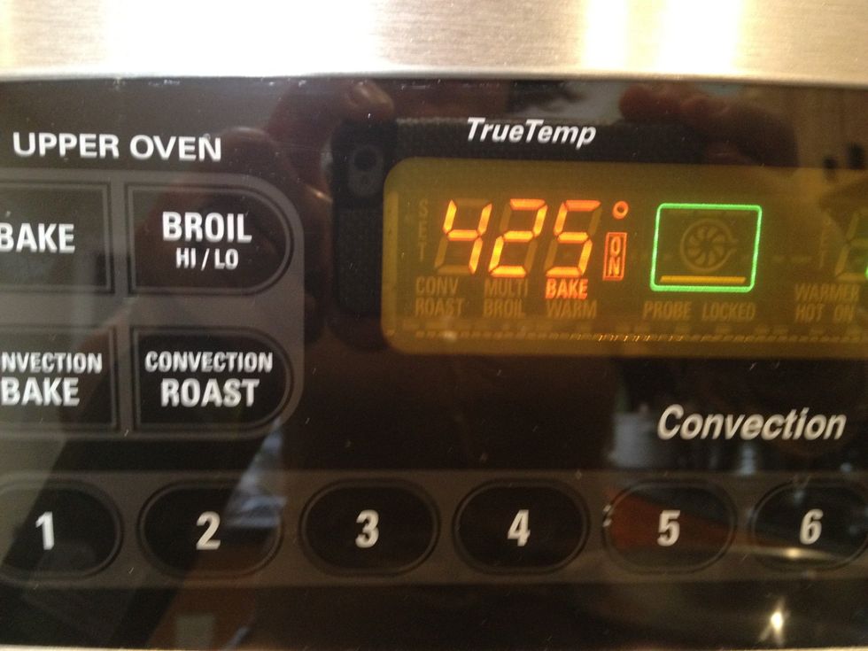 Pre heat the oven to 425 F.