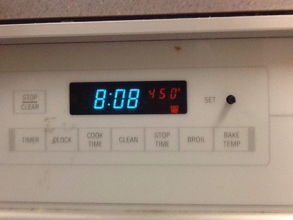 Pre-heat the oven to 450\u00b0 ;)