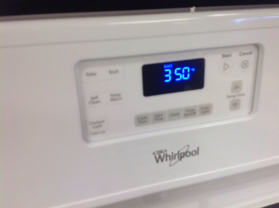 Pre heat your oven to 350 degrees.