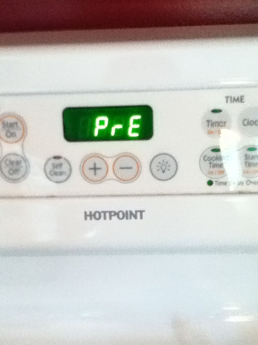 Pre heat your oven to 375 degrees Fahrenheit