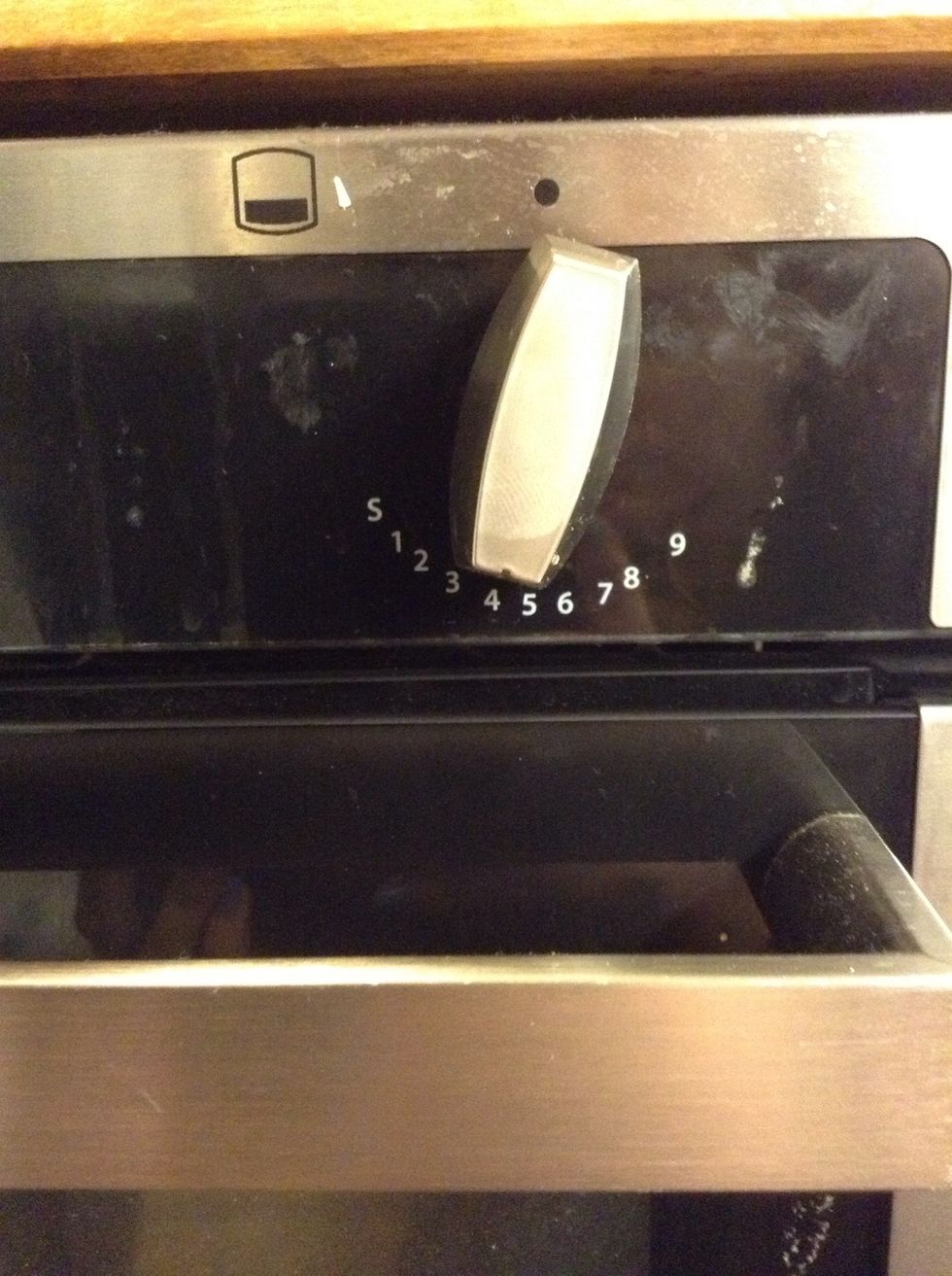 Pre heat your oven to gas mark. 4