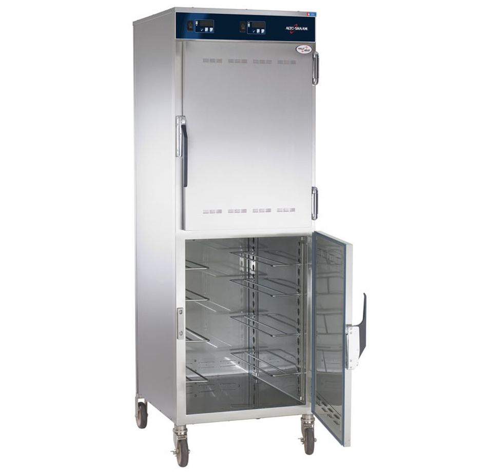 Preheat Alto-Shaam Heated Holding Cabinet to 145F.  Place cryovac beef roasts in cabinet for 48 hours.