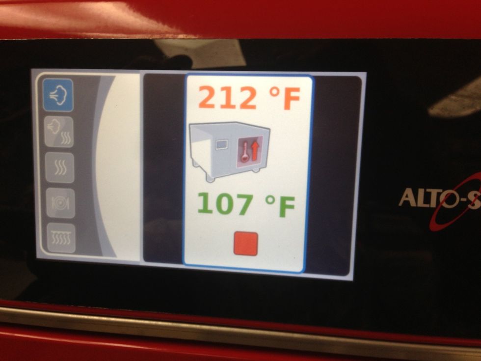 Preheat combi to 212F (100C) in steam mode.