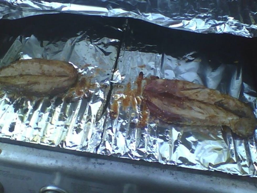 Preheat grill to 350 & after adding tenderloin to grill brush it w/ the marinade turn every 3 mins 3x's brushing w/ marinade each time.
