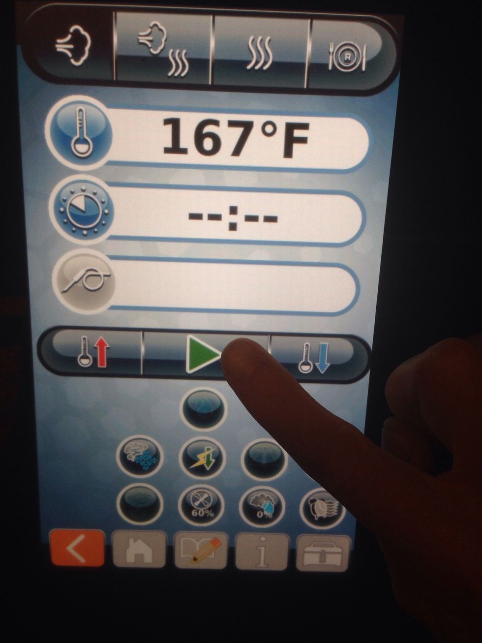 Preheat oven to 167F steam mode