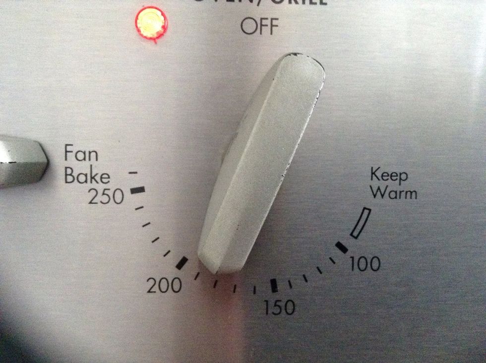 Preheat oven to 180\u00b0 Celcius
