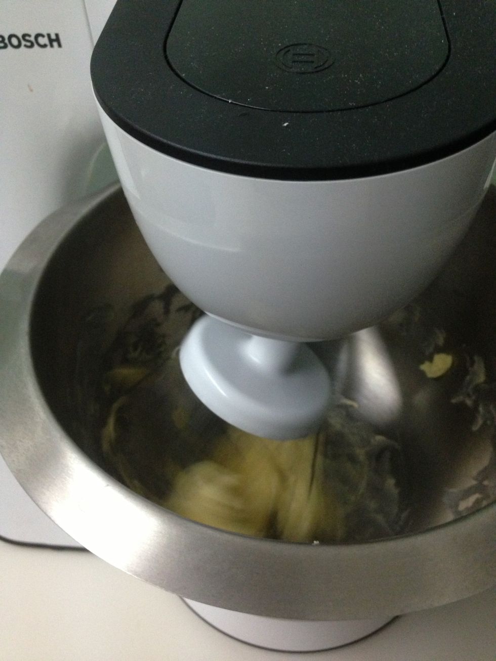 Preheat oven to 180c. Cream butter for about 3 min on medium speed