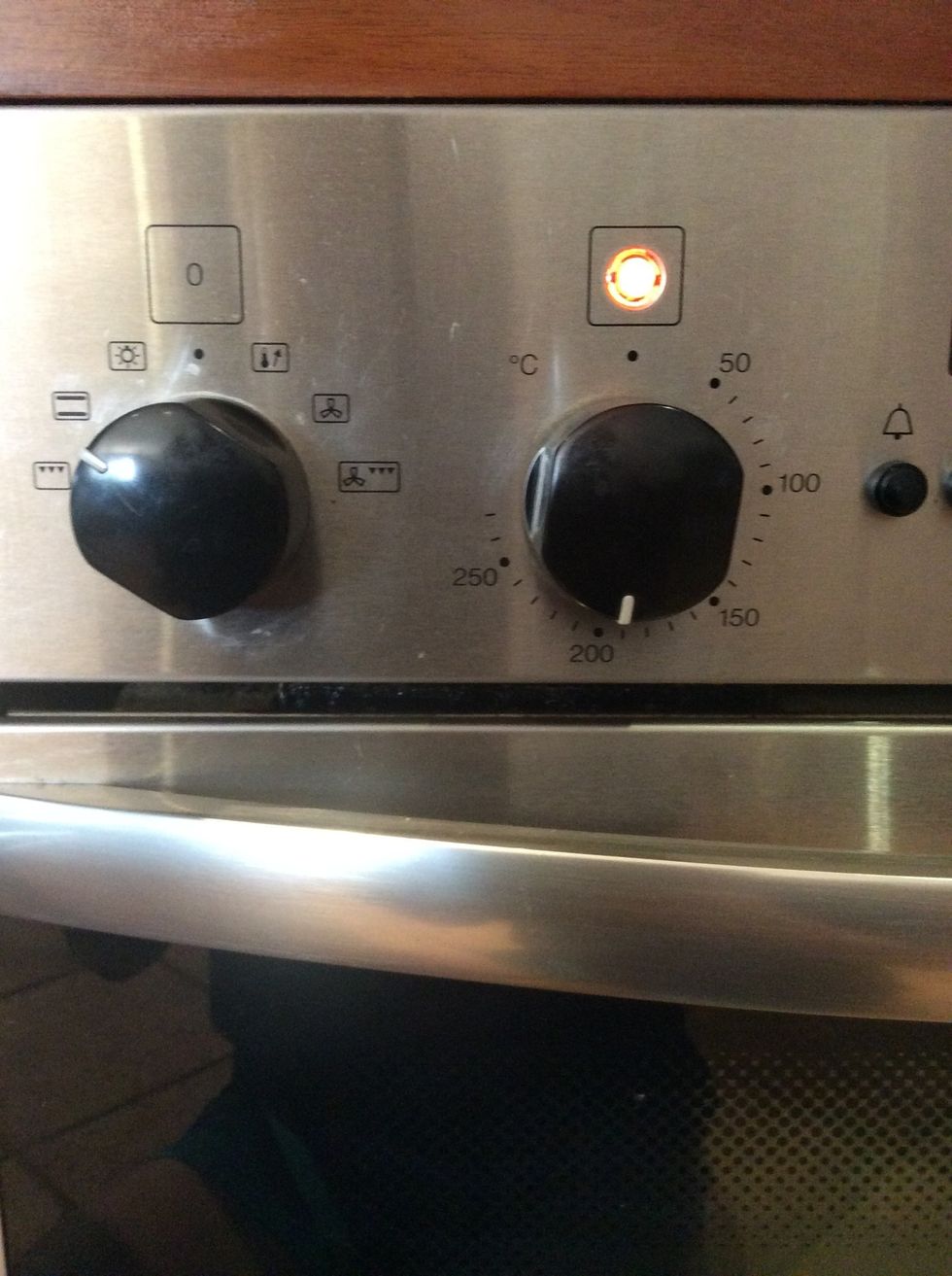 Preheat oven to 200 degrees celsius.