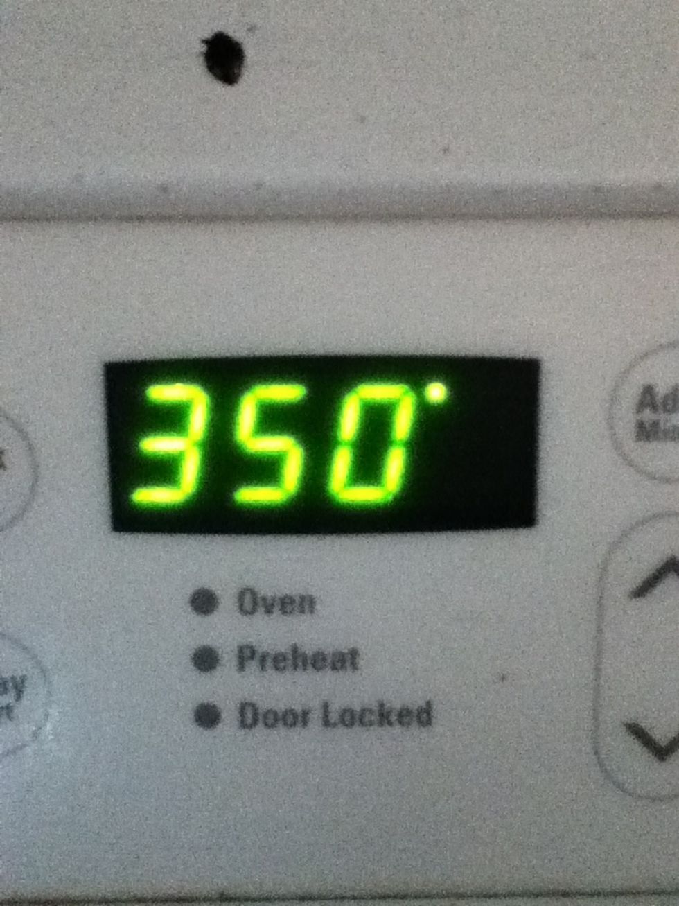 Preheat oven to 3:50* and bake till a knife inserted into the middle comes out clean