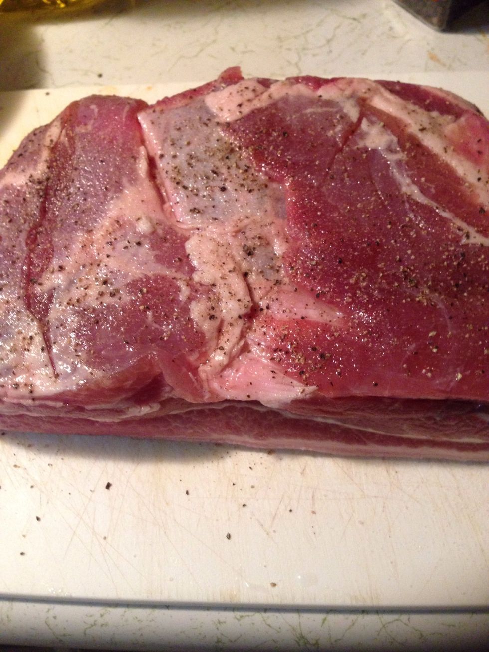 Preheat oven to 300F. Seasoned both sides pork belly with salt&pepper. Wrap pork belly in a aluminum foil. Wrap it tight!