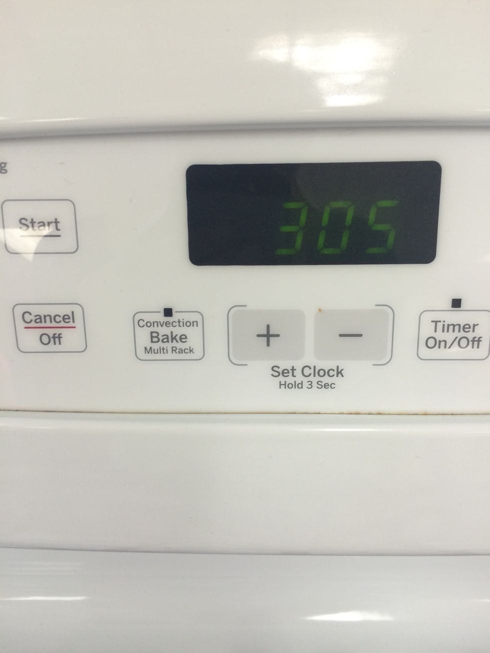 Preheat oven to 305\u00b0 fahrenheit.